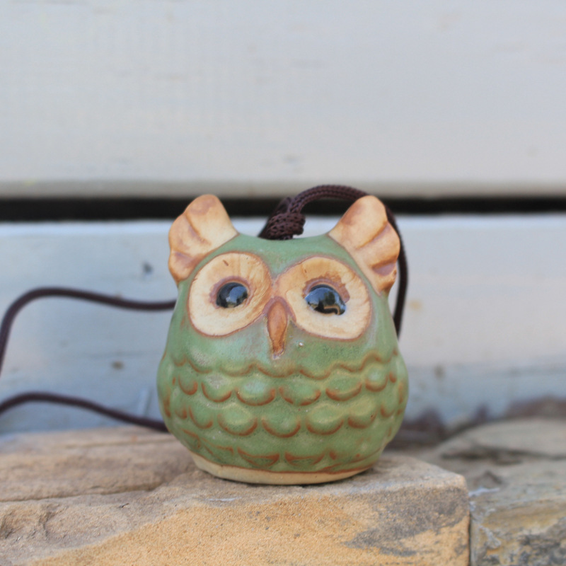 Ceramic Bell And Wind Chimes Kiln Baked Owl - Image 2