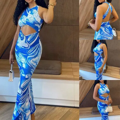 Summer Sleeveless Backless Party Dresses Women's Sexy Package Hip