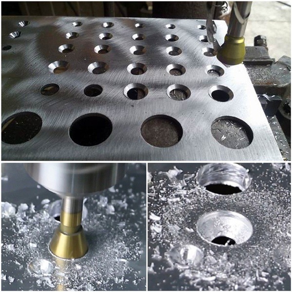 Titanium Plated 4PCs Oblique Hole Chamferer 90 Degree