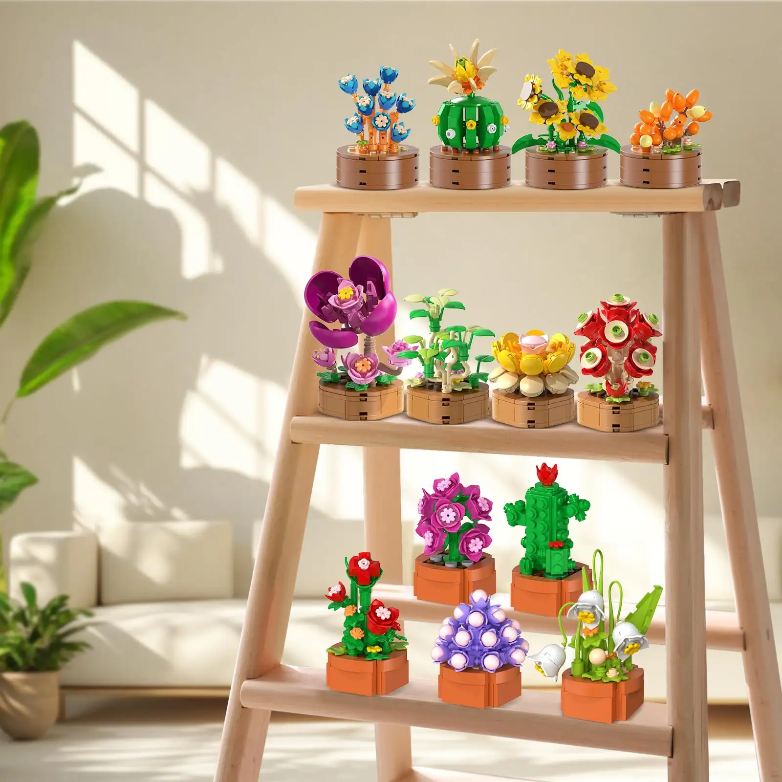 15 Pack Flowers Plants Mini Building Set-3.6MM