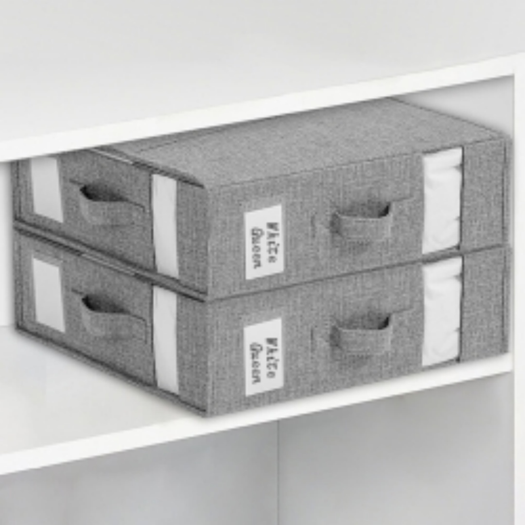 2xFoldable Bed Sheet Set Organizer Fabric Storage Bin Blanket Bedding Container