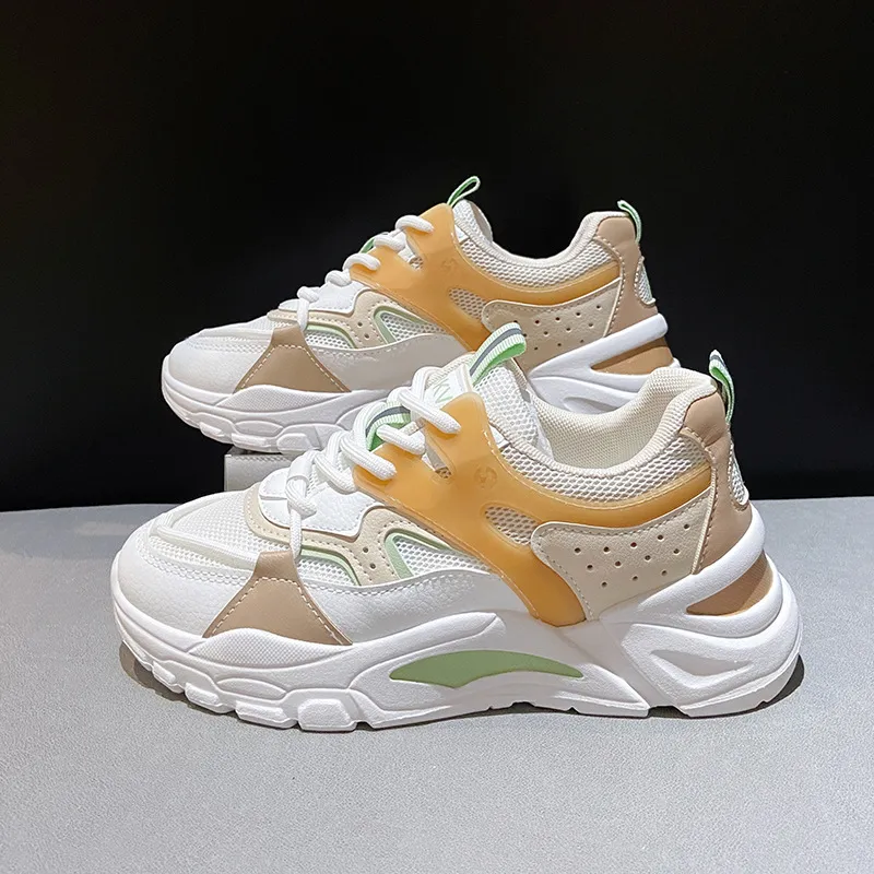 New Breathable Student Running Sneakers - Khaki