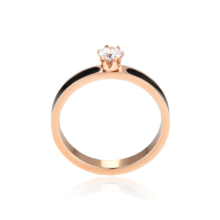 Simple Gram Epoxy 6 Claw Diamond Ring Hand Jewelry Stainless Steel Ring