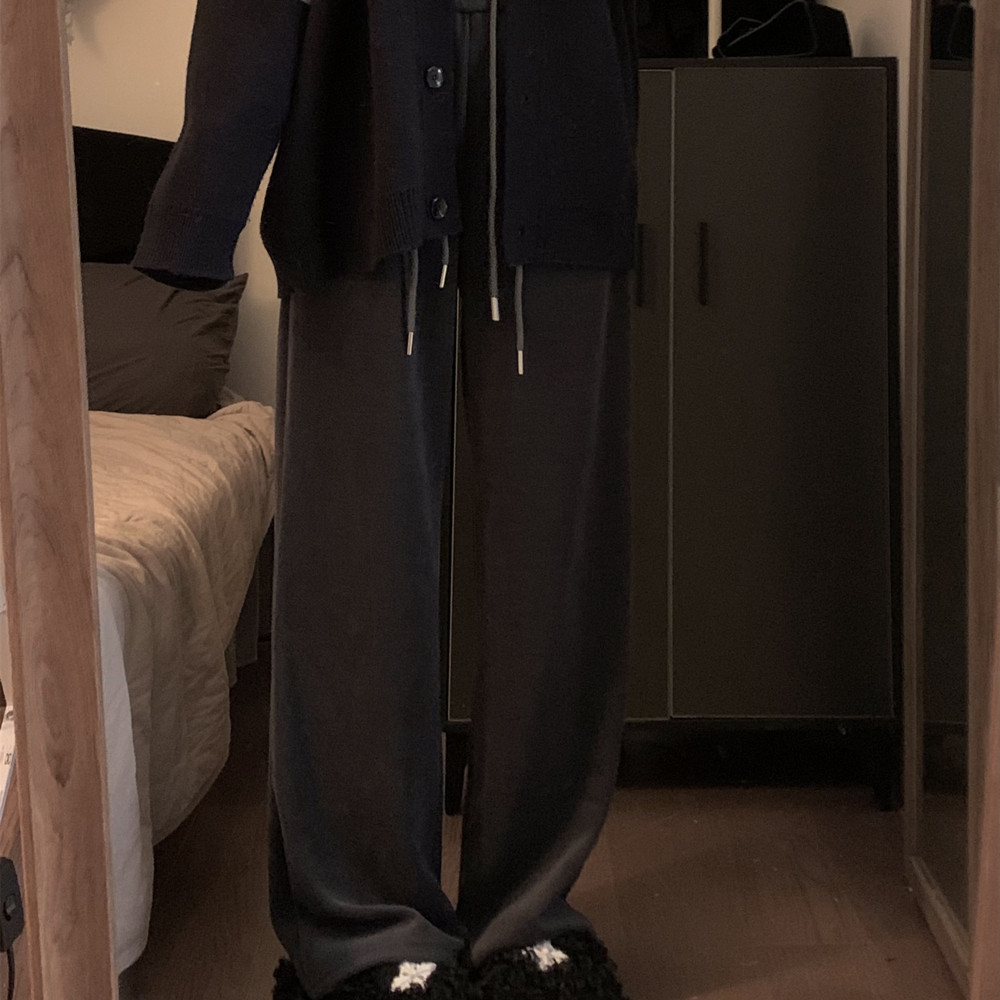 Women's Autumn Drawstring Straight Mop Pants