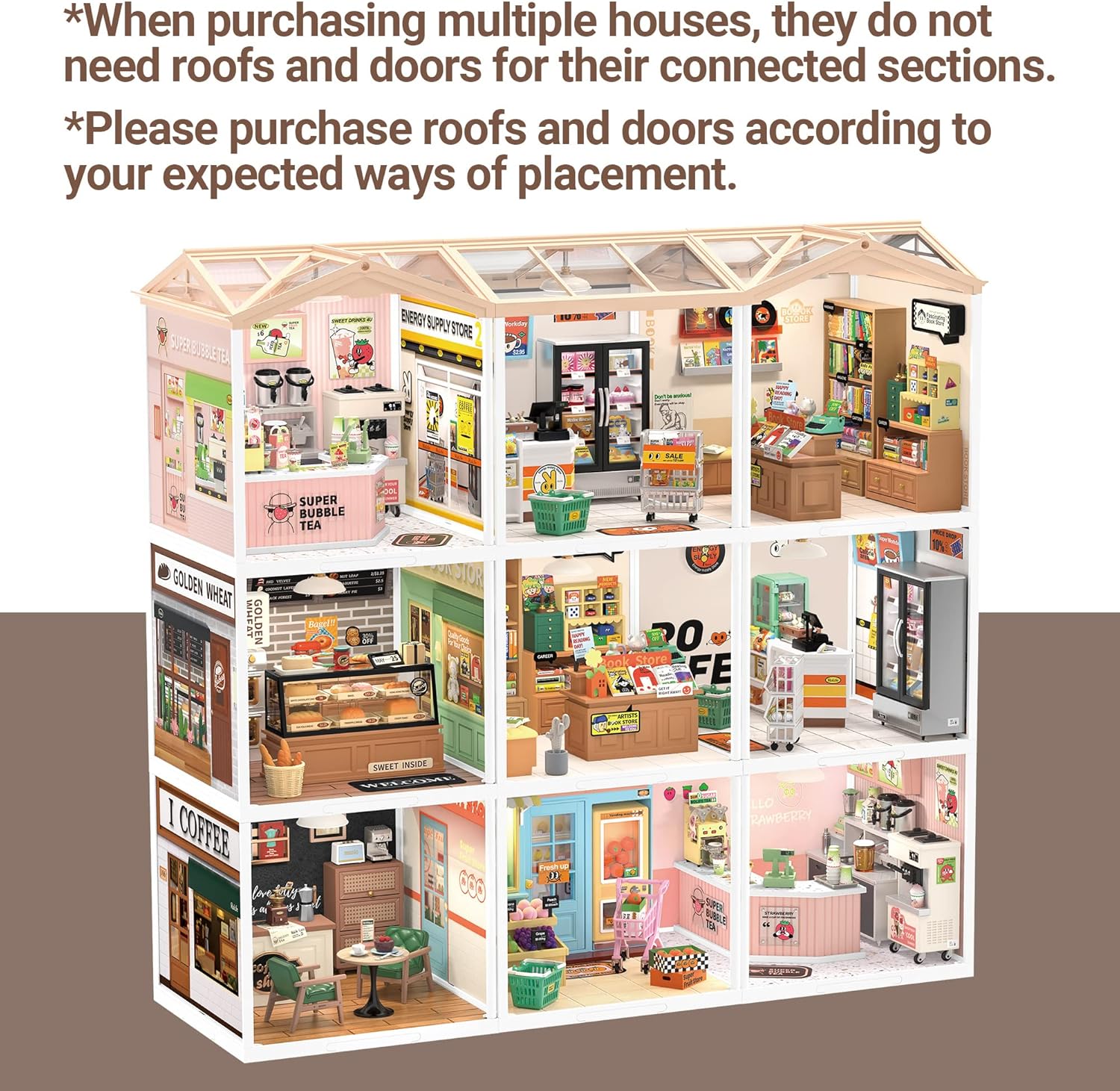 Rolife Super Creator Series Roof, Dust Proof Door, For Mini House DIY Kits, Dustproof Design, Compatible With Multiple Themes