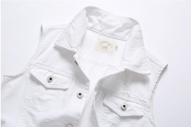 Title 5, Casual witte denim vesten met gaten en zakken. ...