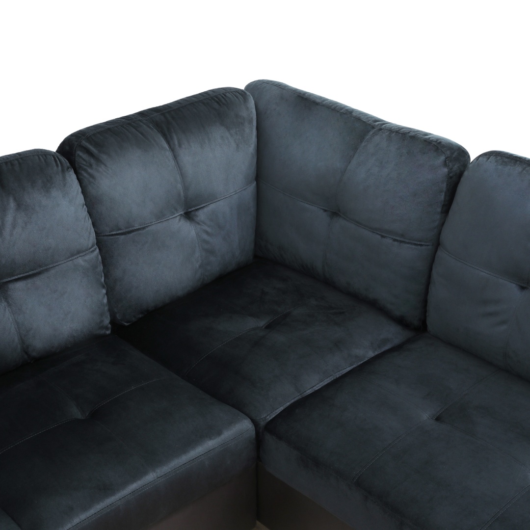 Pickup Only--Dark Blue And Brown Color Lint And PVC 3-Piece Couch Living Room Sofa Set
