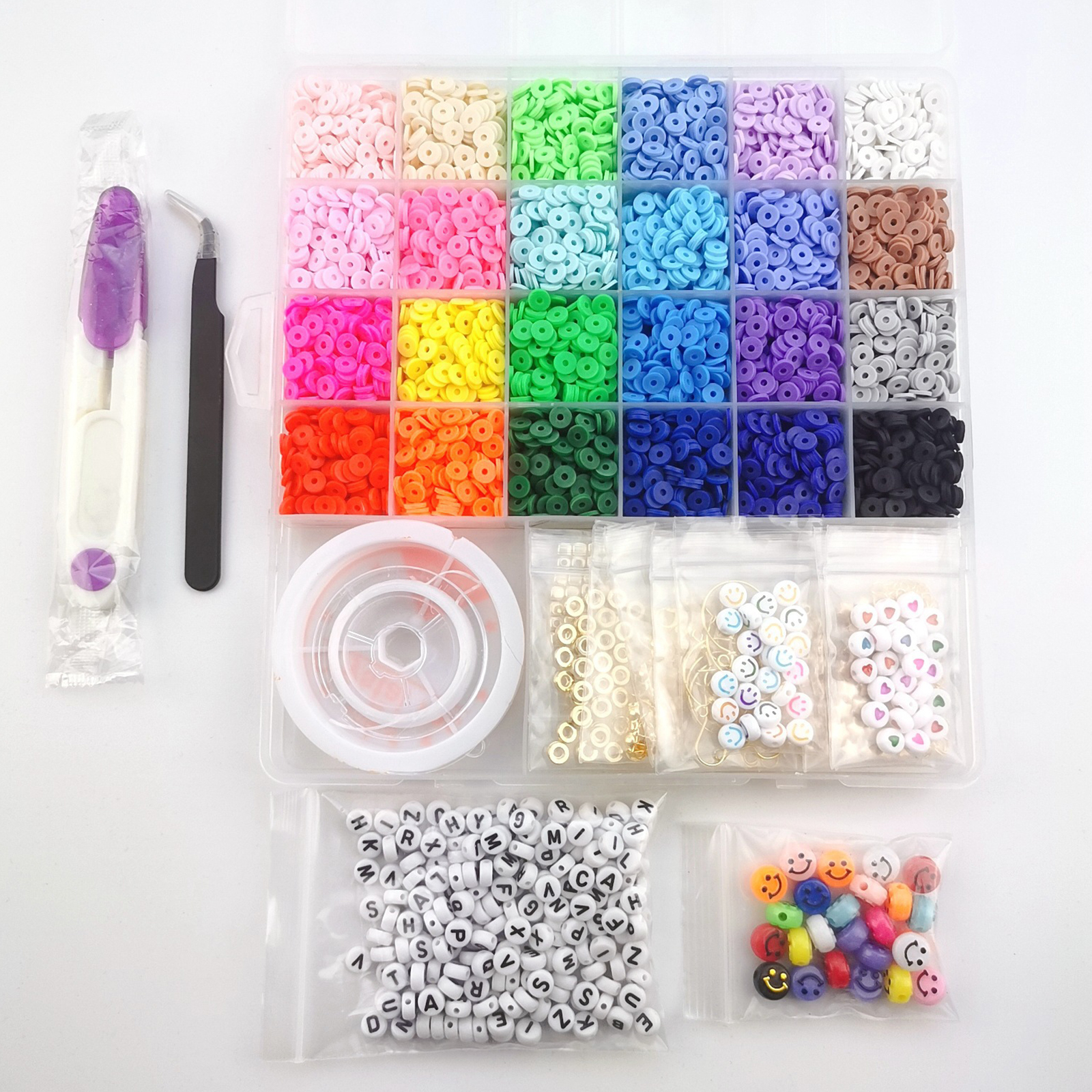 About 6113pcs Clay Heishi Beads Flat Bead Kit Bracelets Necklace Earrings Making