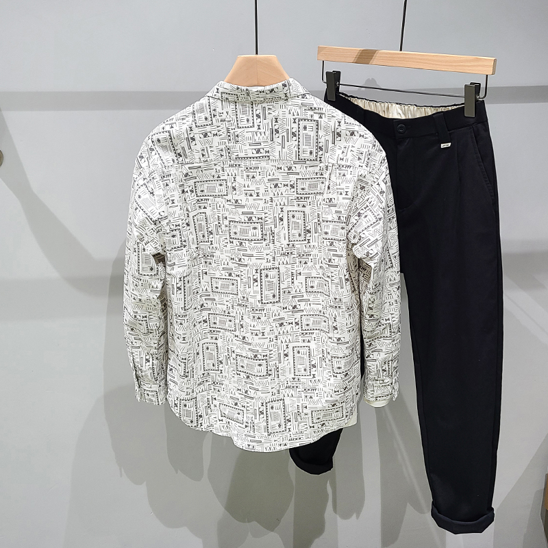 Men's Fashion Print Shirt Loose Jacket
