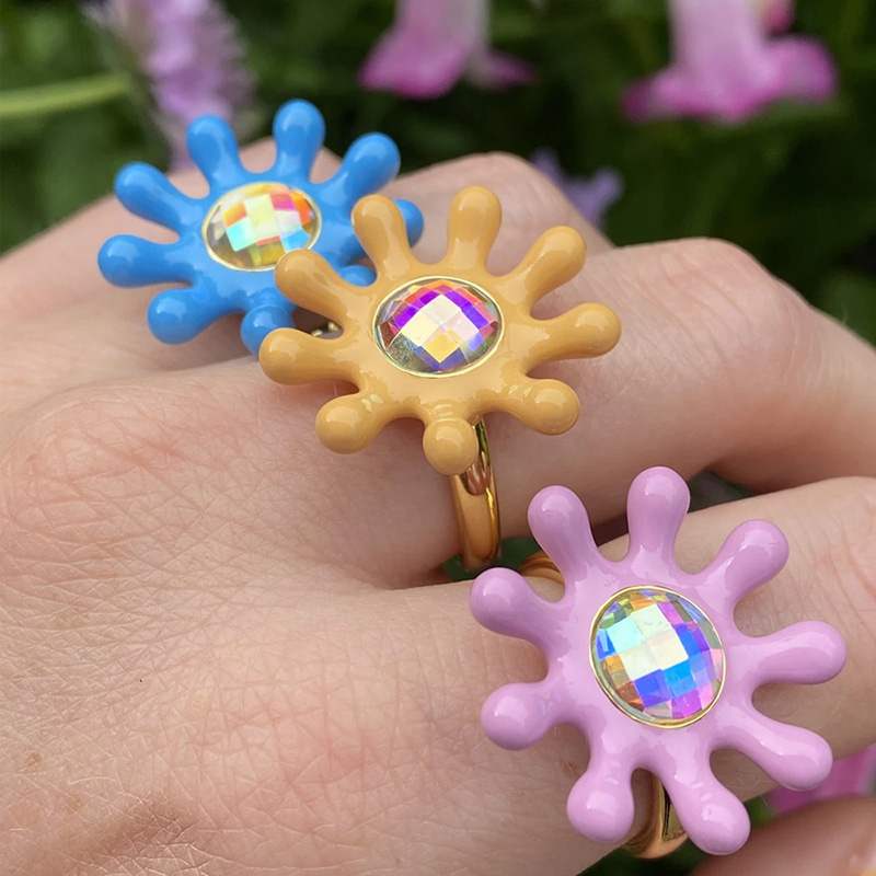 Cute Zircon Purple Flower Ring
