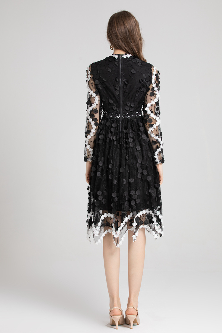 Casual French Commuter Mesh Neck Waist Temperament Versatile Dress D8ee9cca 2718 4725 8278 912f984a830c