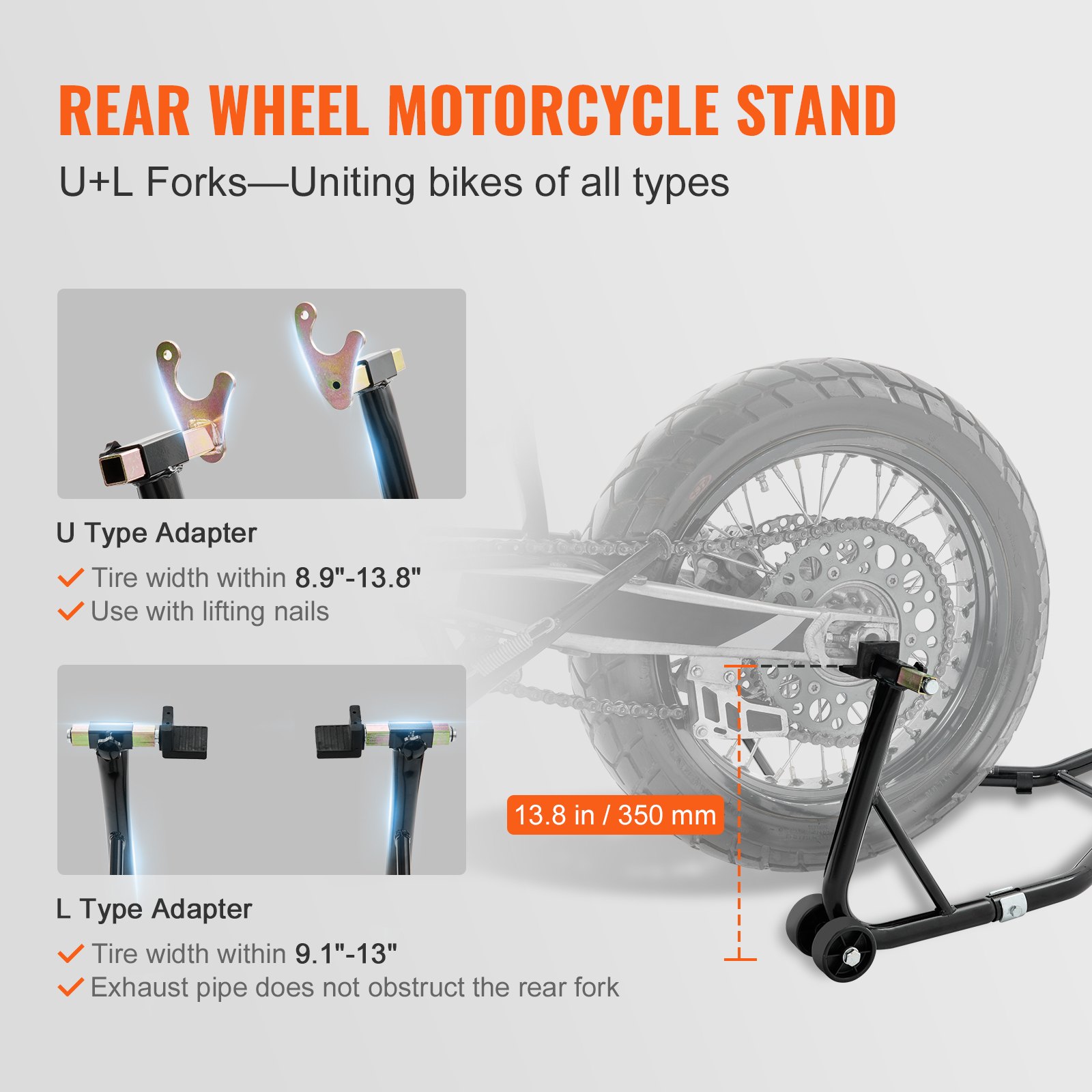 VEVOR Motorcycle Stand Lift, 850lbs Front Rear Combo Stand Lift Stand, Front And Rear Wheel Fork Stand… image 2