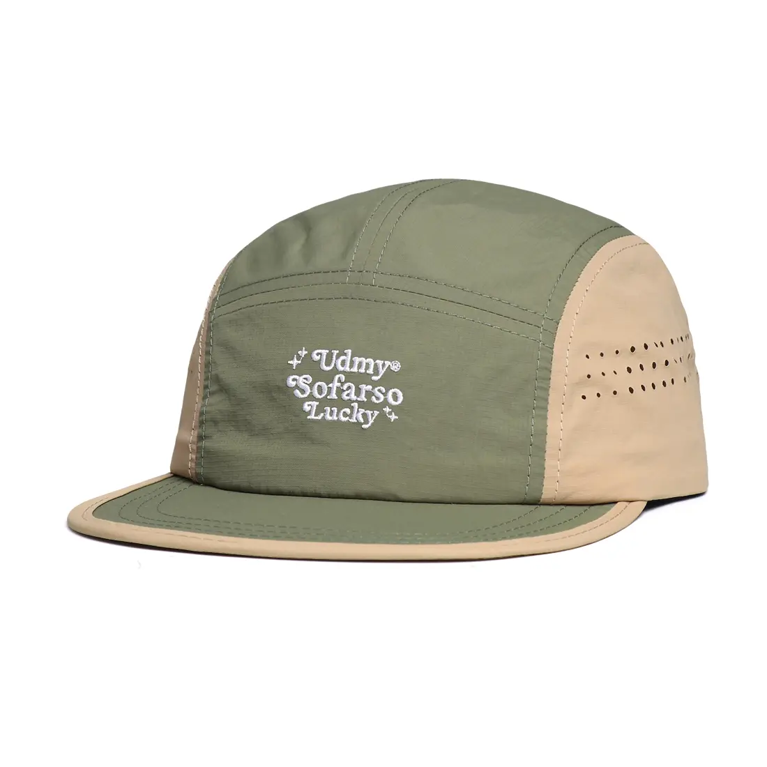Lightweight, Quick-drying, Color-matched, Five-panel Mesh, Flat Brim Hat For Outdoor Hiking And Cycling, With A Soft Top
