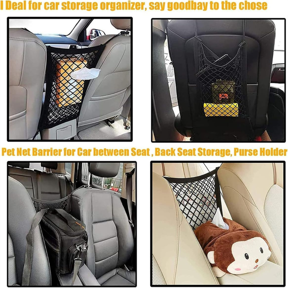 Dog Car Net Barrier Pet Barrier With Car Mesh Organizer For Dog Child, Safety Divider With Upgraded Storage Pouch, Easy Install