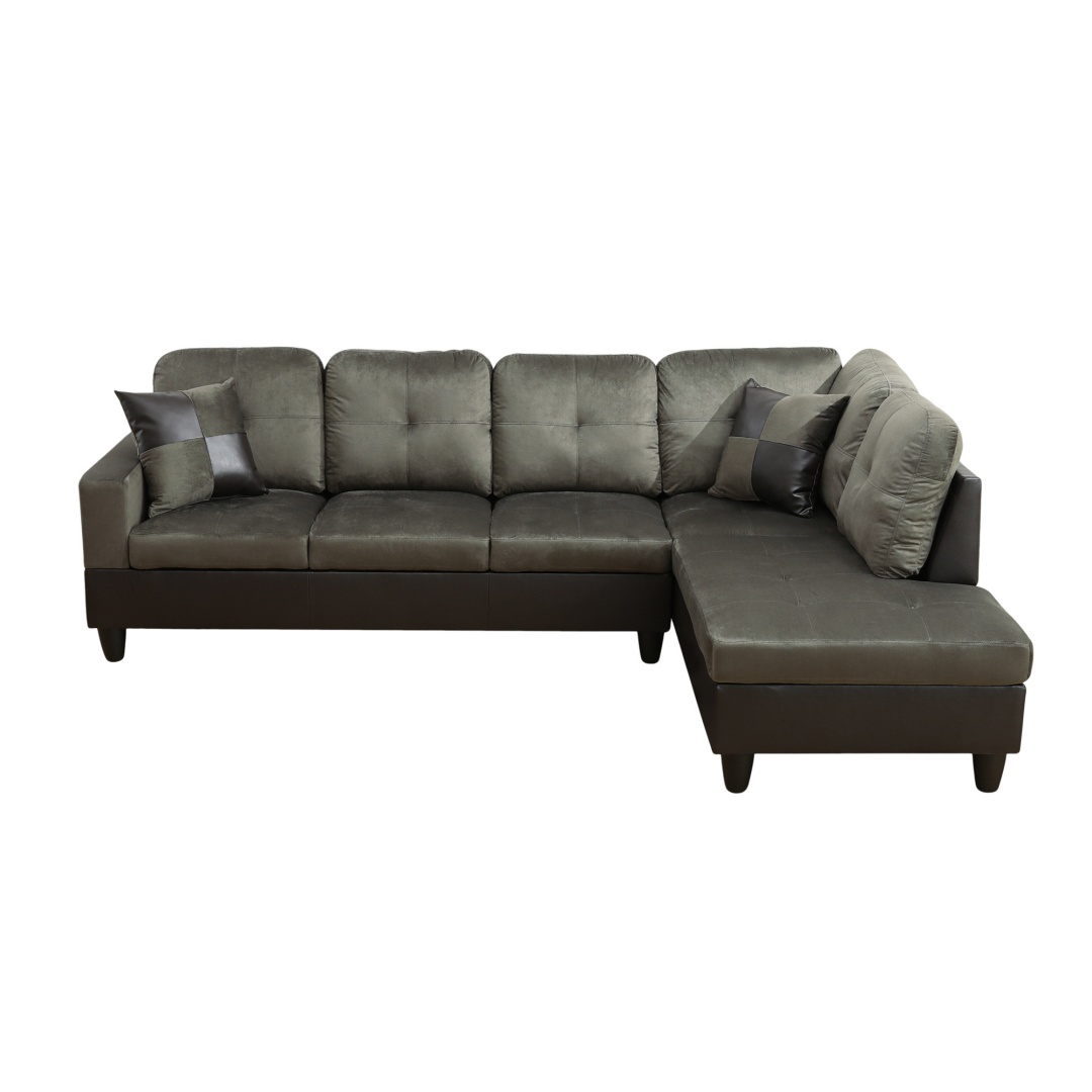 Pickup Only--Taupe Flannel And PVC 3-Piece Couch Living Room Sofa Set