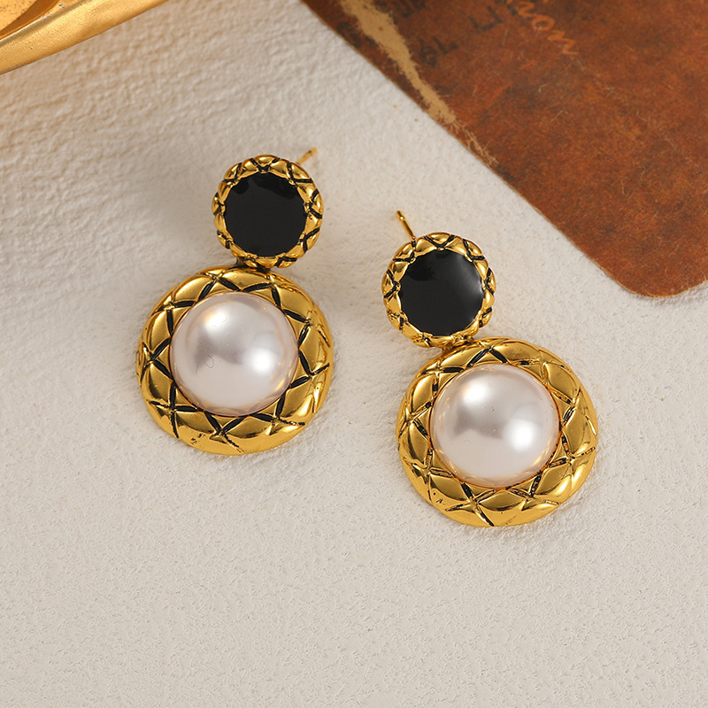 Retro Floral Enamel Stud Earrings - Vintage Niche High-End Style, Light Luxury Versatile Elegant Ear Jewelry For Her