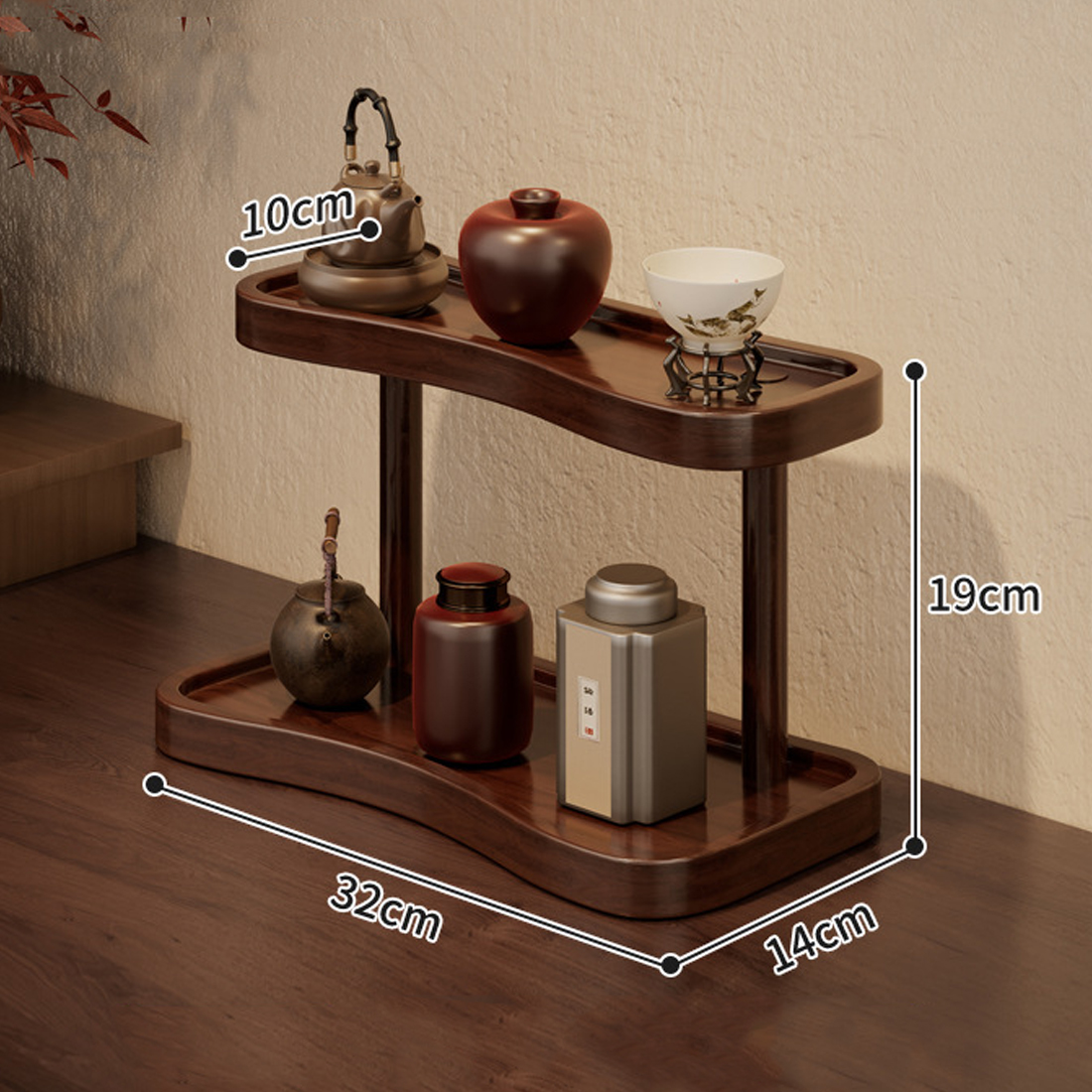 New Walnut Desk Organizer Shelf Modern Multiuse 2 Tier For Pantry Bedroom — image 10