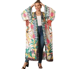 Ethnic Style Long Sleeved Cardigan Kimono - Dk804 - View 1