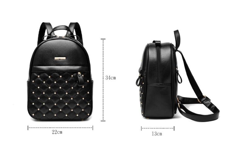 Title 1, Female Bag Rivet Backpack European Fashion College