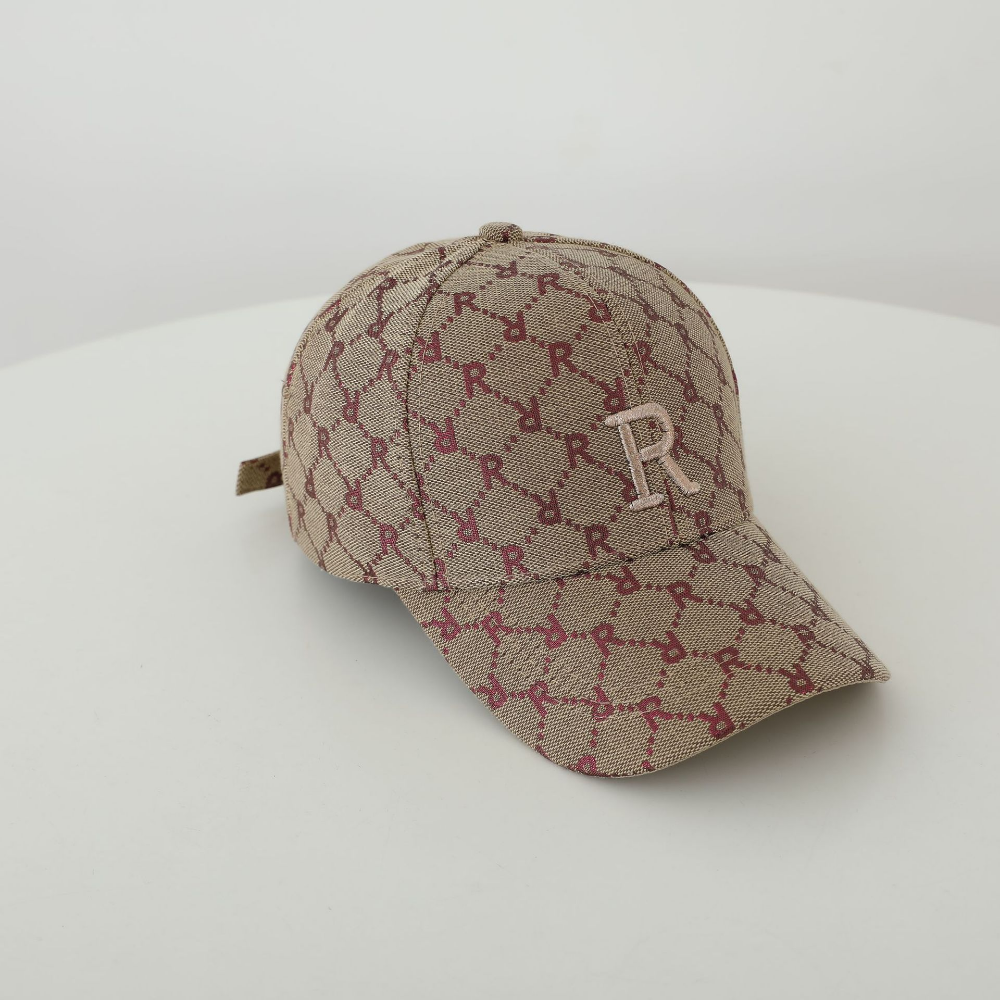 Single-color R Letter Fully Printed Embroidered Adjustable Fashionable Casual Bowler Baseball Cap Suitable For Going Out For Outings, Shopping