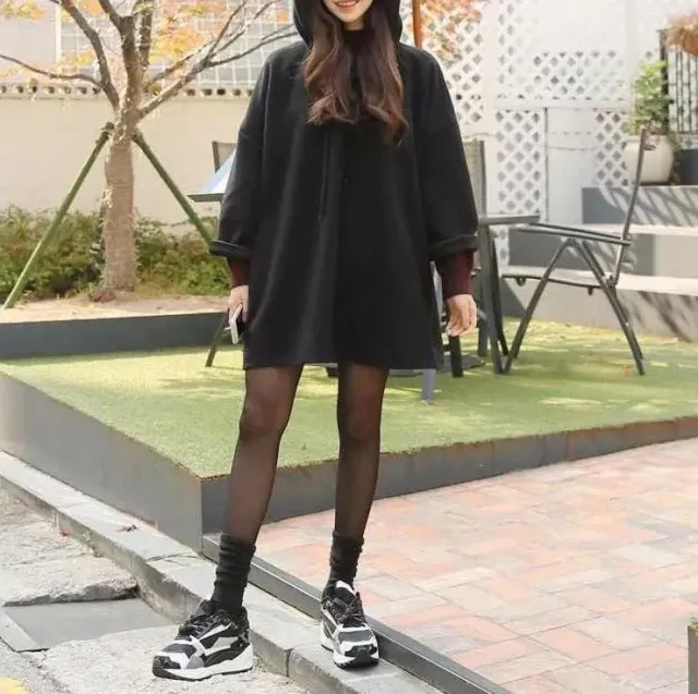Autumn And Winter Clothing New Korean Mid Length Loose Black - Shop at LoveMi