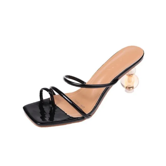 Women's Shallow Mouth Thick High Heel Casual Slippers Black - Shop at LoveMi