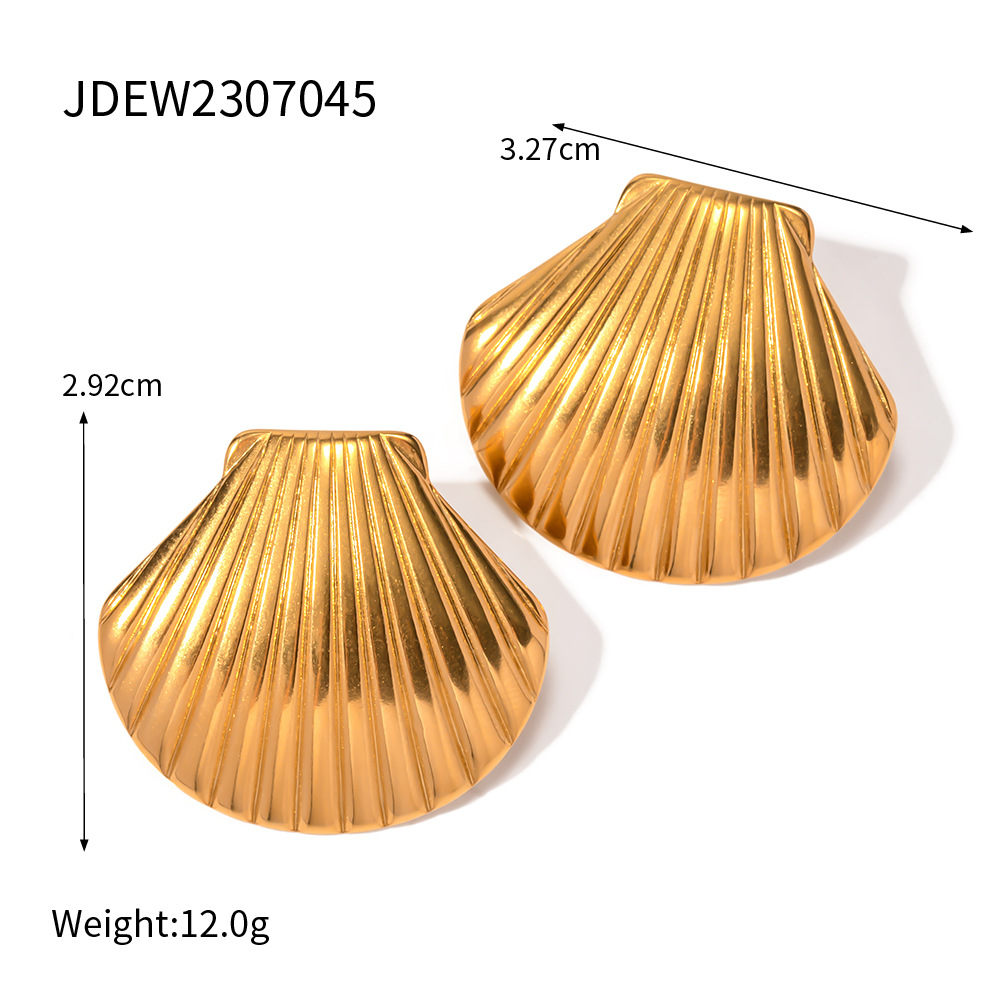 Ocean Series New Gold Shell Design Titanium Steel Earrings All-match Non-fading