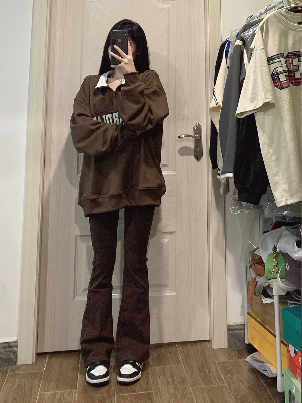 Loose National Tide Brand Half-Zip Lapel Sweater