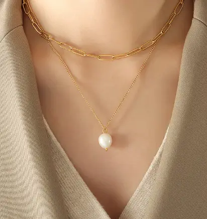 Pearl Of Grace And Gold Necklace