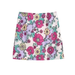 Sling Print Lace Up Short Top High Waist Skirt Set - Skirt - View 1