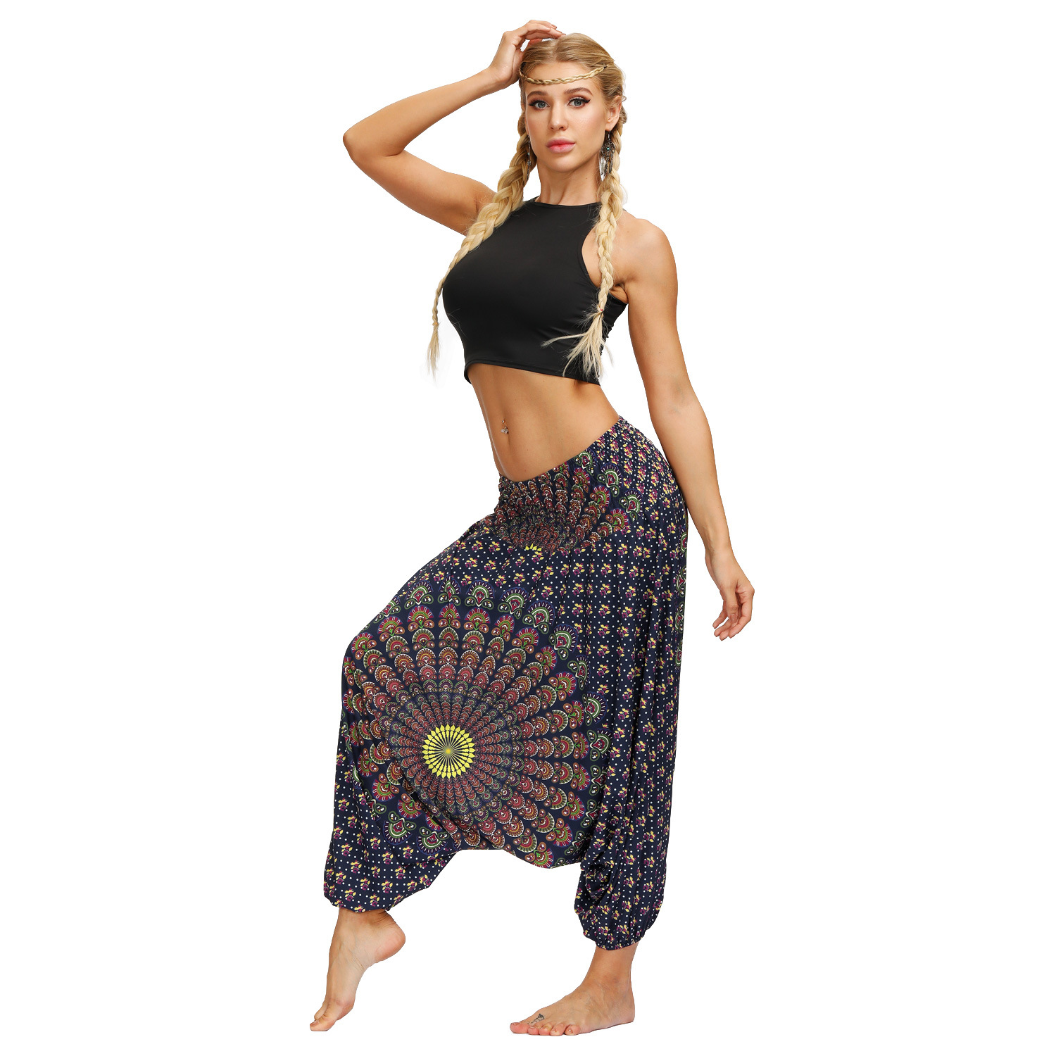 Title 3, Boho Digital Print Fashion Women Yoga High Wais...