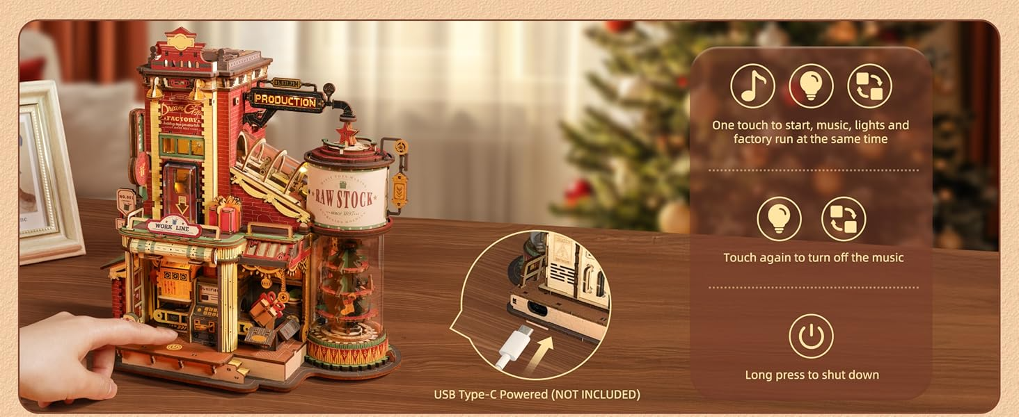 ROBOTIME 3D Wooden Puzzle Gift Factory Model Kits for Adults to Build