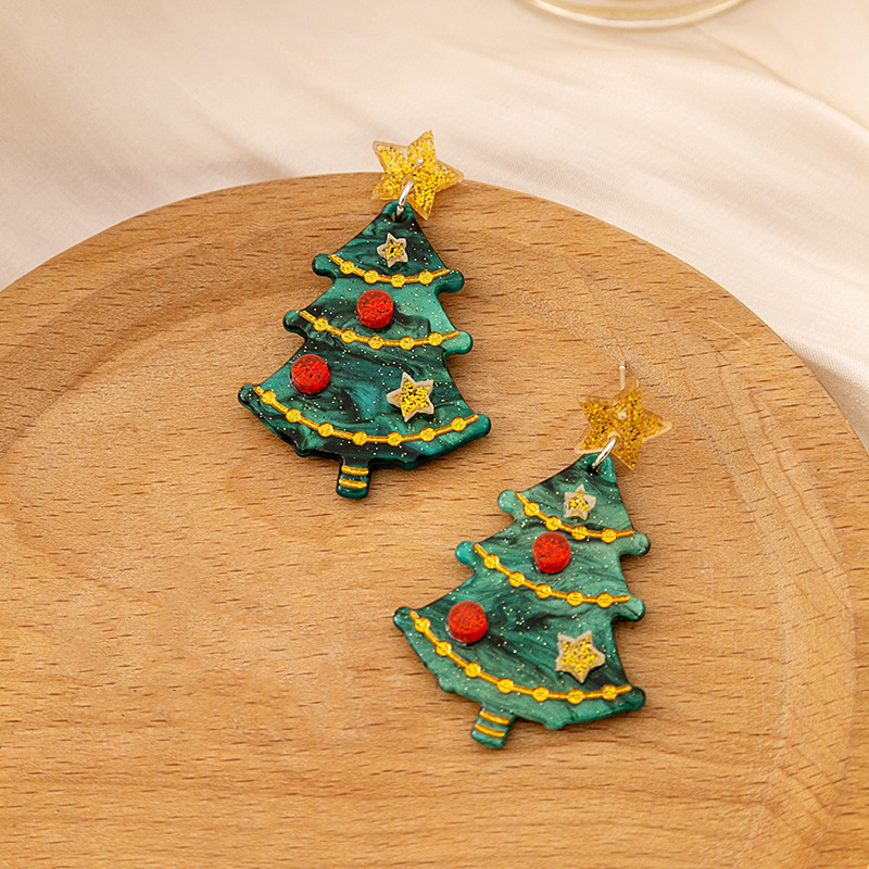 1pair Christmas Earrings Fashion Alpaca Dinosaur Cactus Gingerbread Acrylic Earrings Holiday Party Jewelry — view 5