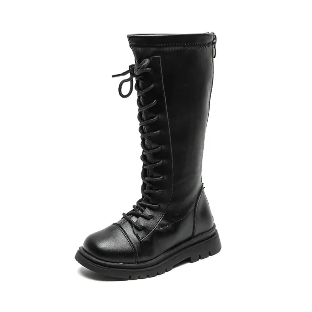Autumn New Girls Leather Boots Rear Zipper Student Casual Shoes Black - Shop at LoveMi