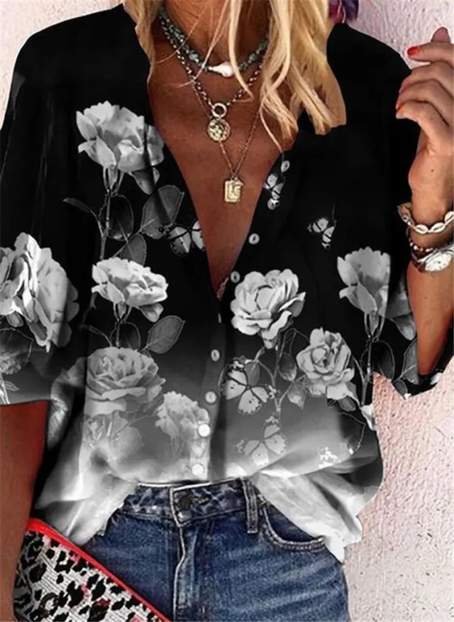 New Women's Short Sleeve Shirt Top Picture Color2 S - Shop at LoveMi