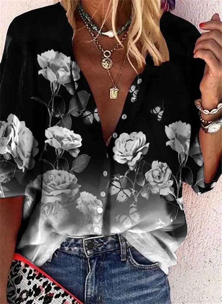 New Women's Short Sleeve Shirt Top - Picture Color2-S
