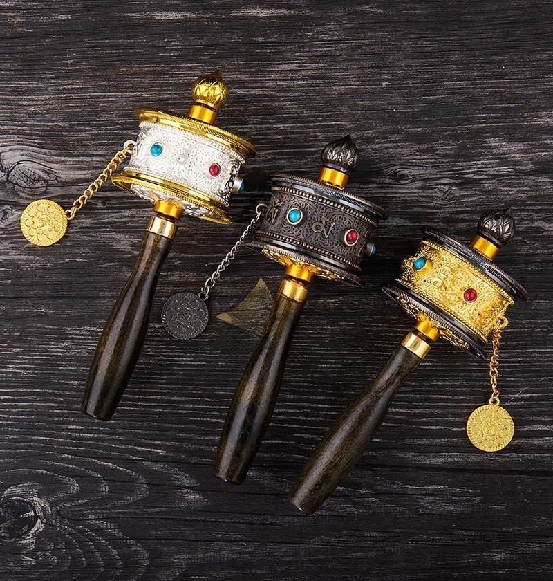 Title 5, Tibetan Prayer Barrel Small Prayer Wheel Hand P...