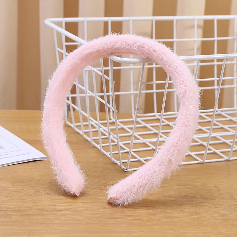 Title 3, Solid Color Plush Hair Band Candy Color Wide Br...