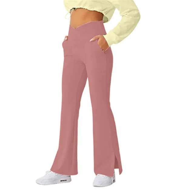 High Waist Skinny Stretch Flare Pants Fashion Female Pink - Shop at LoveMi