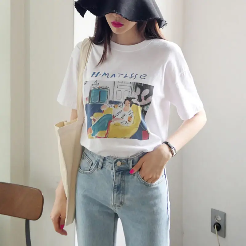 T-shirt Women's Short-sleeved Loose-fitting Printed Half-sleeved Bottoming Shirt