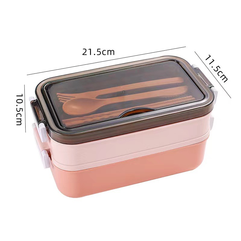 Double-layer Lunch Box, Japanese-style Compartments Lunch Box With Tableware, Student And Office Worker Sealed Bento Box, Lunch Box Can Be Printed With Logo