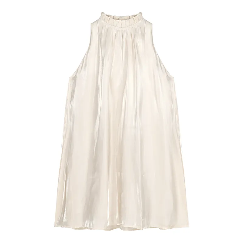 Women's Summer French Sweet Girl Loose Sleeveless Halter Dress - Champagne