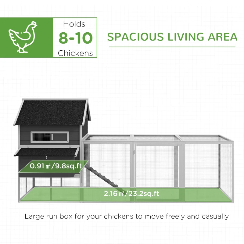 Wooden Chicken Coop For 8-10 Chickens, Backyard, Gray