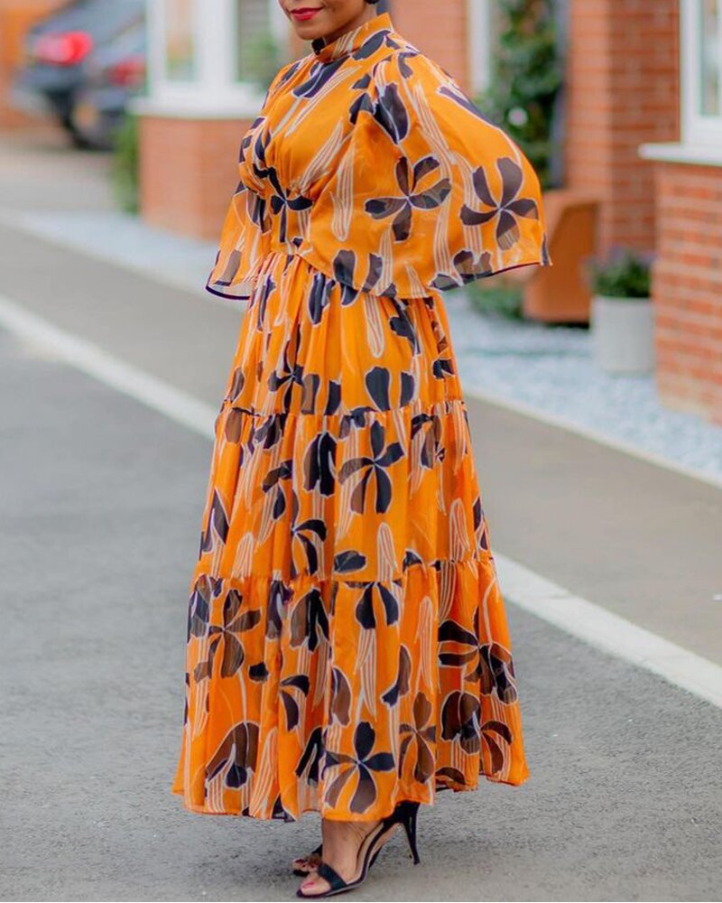 Printed High-Waist Maxi Dress, picture 3 of 5