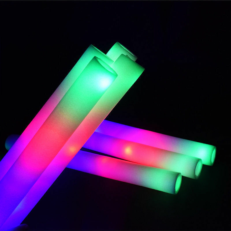 LED Foam Sticks Flashing MultiColor Glow In Dark White Batons Light Concert 2