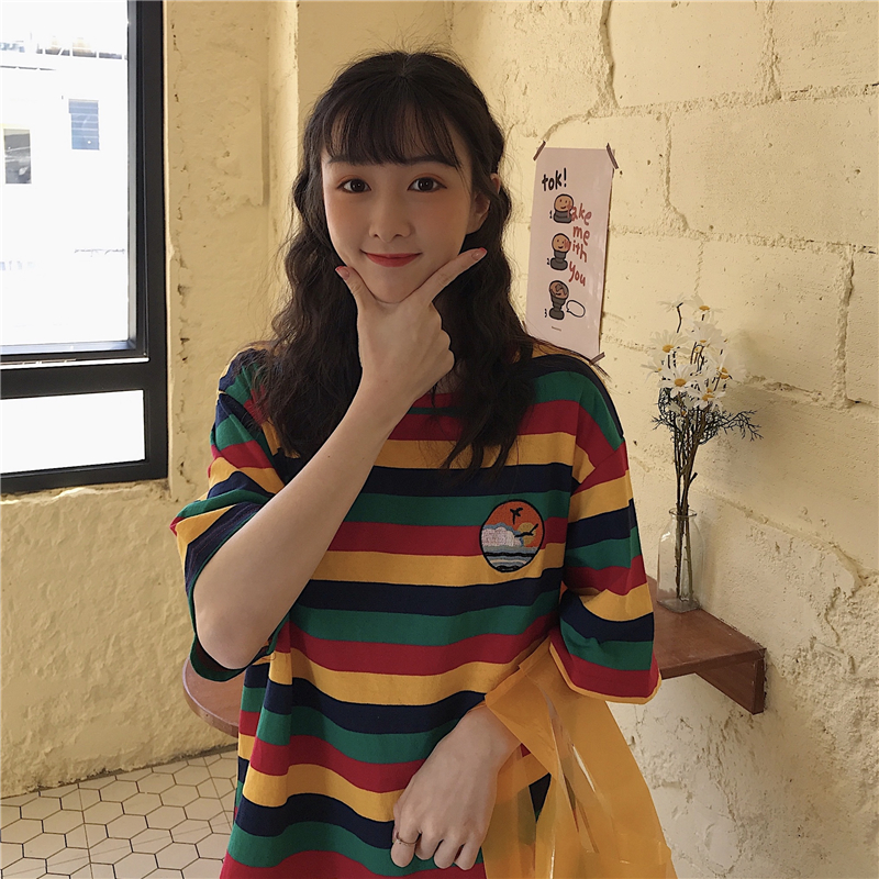 Striped Short Sleeve T-Shirt Lazy Chic Top