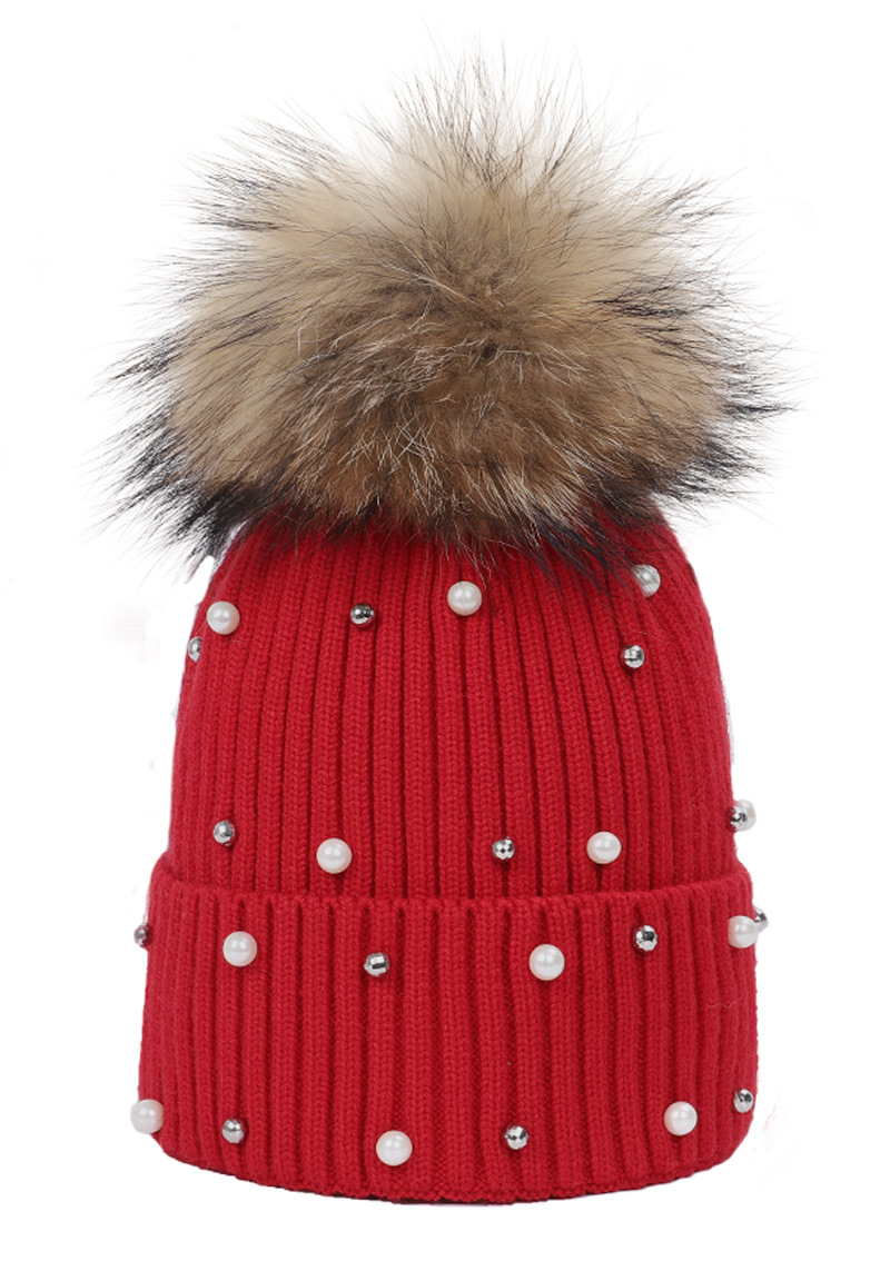 Title 6, Pearl point drill raccoon fur ball hat