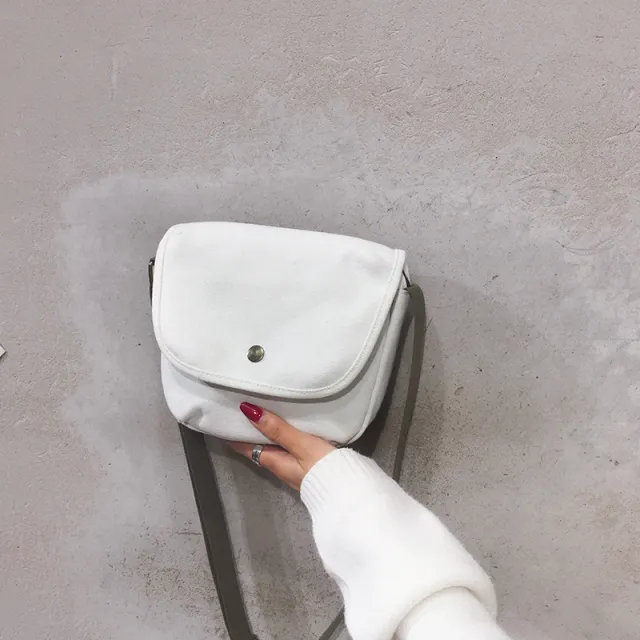 Retro Student Girl Canvas Crossbody Bag White - Shop at LoveMi
