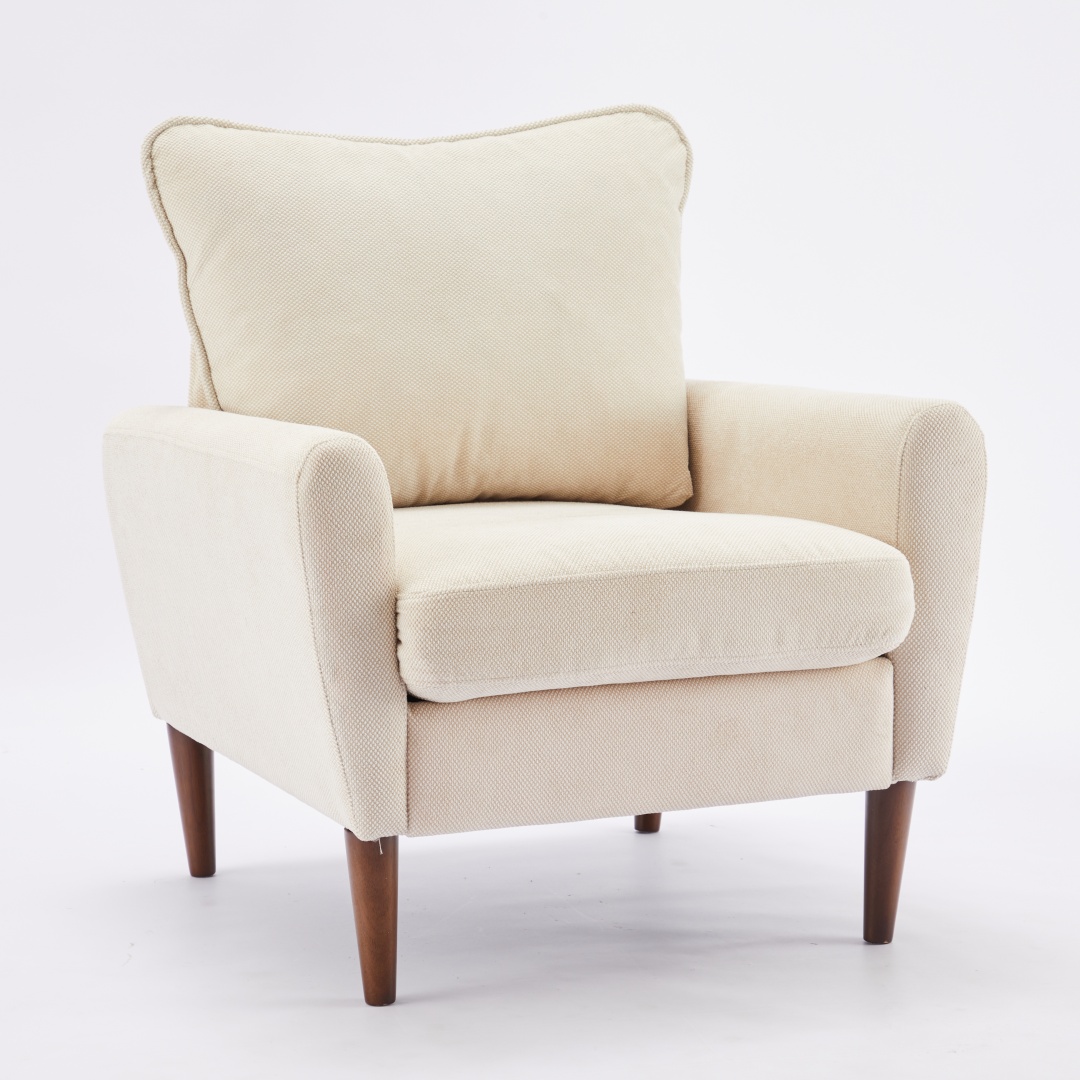 A Reading Chair With Cushioned Seat And Wooden Legs, Along With A Wide Single-person Modern Leisure Sofa image 9