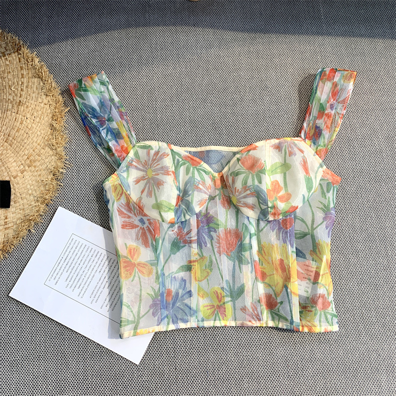 Off-the-shoulder Top With Printed Collar Camisole